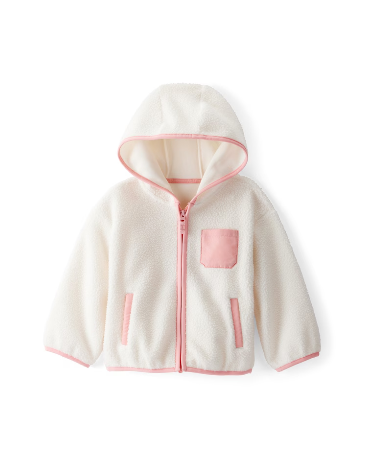 Casaco infantil sherpa com capuz e bolsos - branco | Carter's