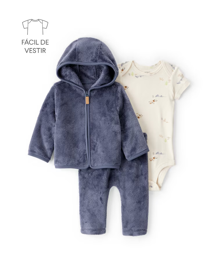Conjunto longo bebê 3 peças pelúcia - multicor | Carter's