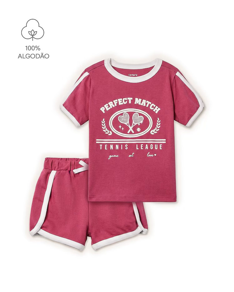 Conjunto Carter's infantil menina em algodão tênis 2 peças - Rosa Escuro