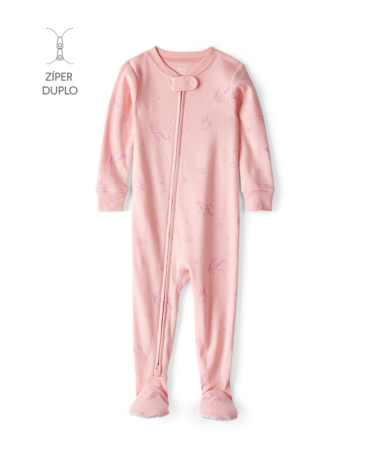 Macacão pijama infantil com pezinho unicórnio - rosa | Carter's