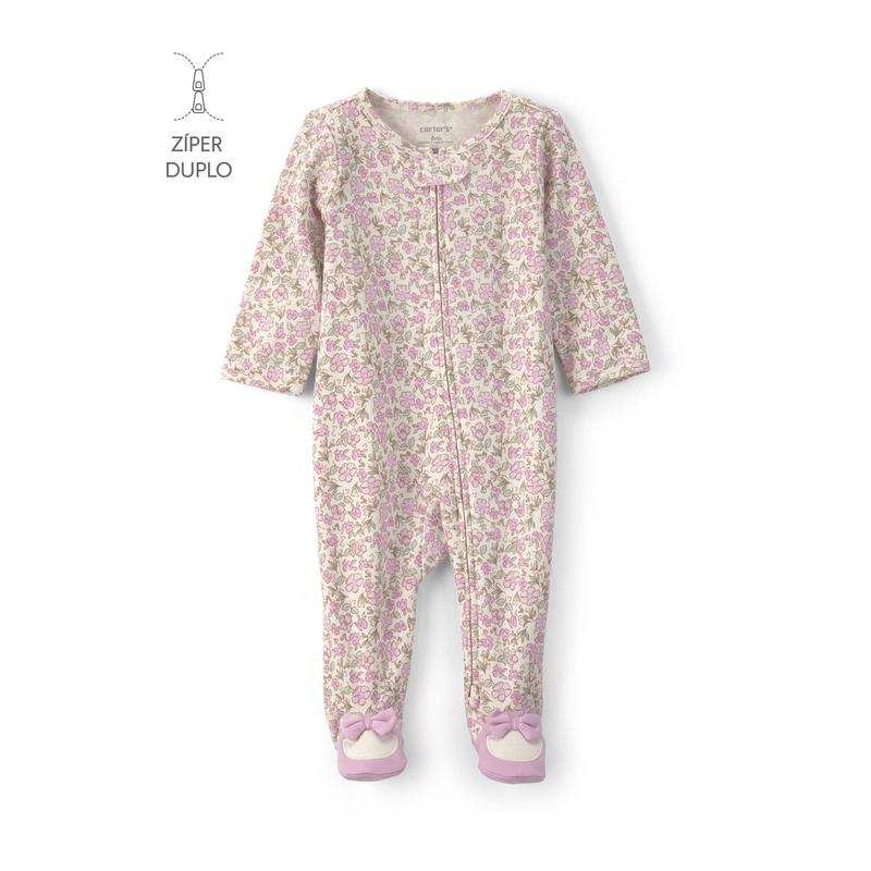 Macacão bebê com pezinho laço floral | Carter's